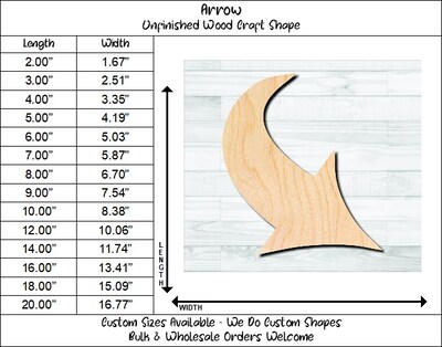 Arrow 20 Unfinished Wood Shape Blank Laser Engraved Cutout Woodcraft Craft Supply ARR-020 - image2